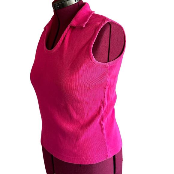 Womens Top Size XL Pink Tank Collar Business Casual Resort Wear Golf Tennis Work - Picture 5 of 7